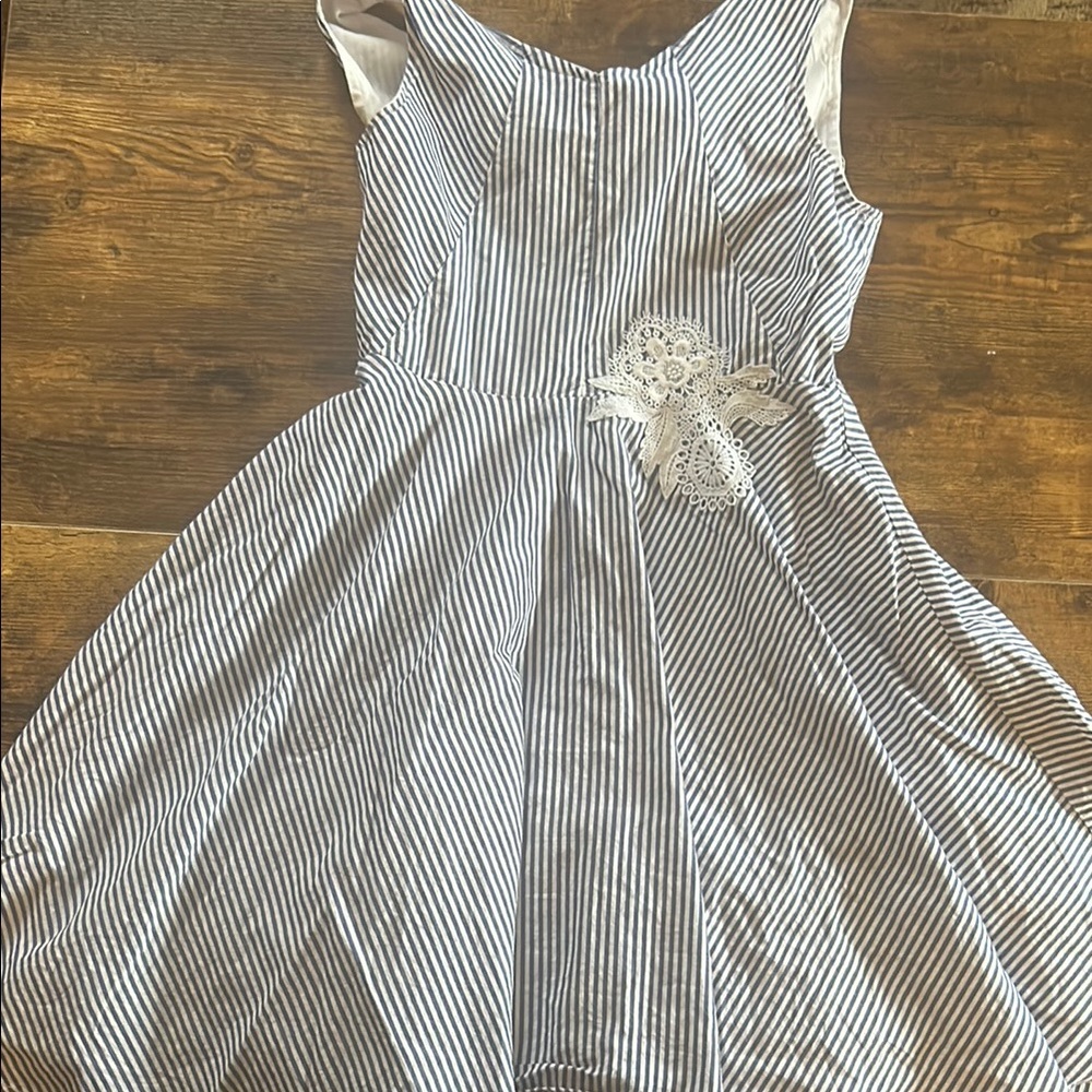 Striped Blue and White Kids Dress